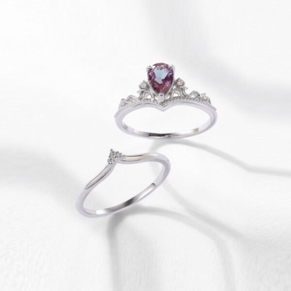 retro palace style alexandrite color change stone crown ring – Image 2