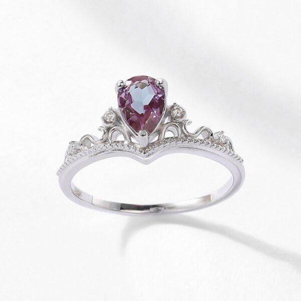 retro palace style alexandrite color change stone crown ring – Image 3