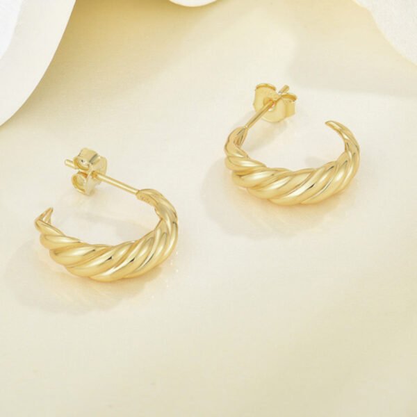 14k gold twisted hoop earrings – Image 3