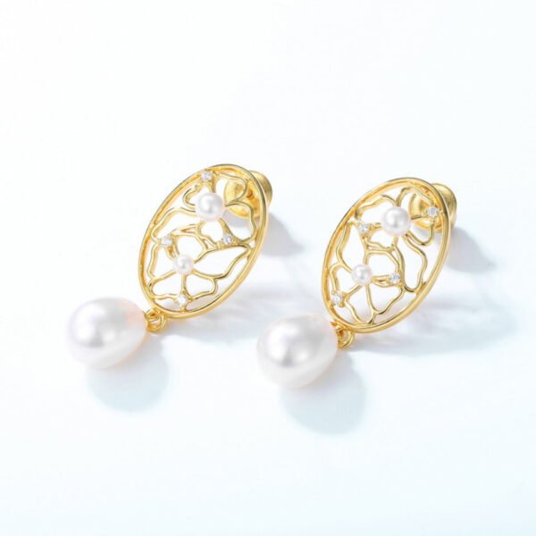 freshwater pearl gold earring – Image 2