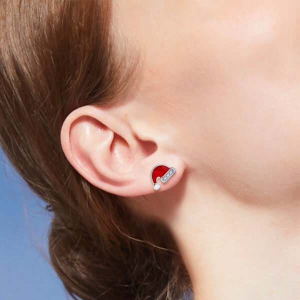 santa hat diamond earrings – Image 2
