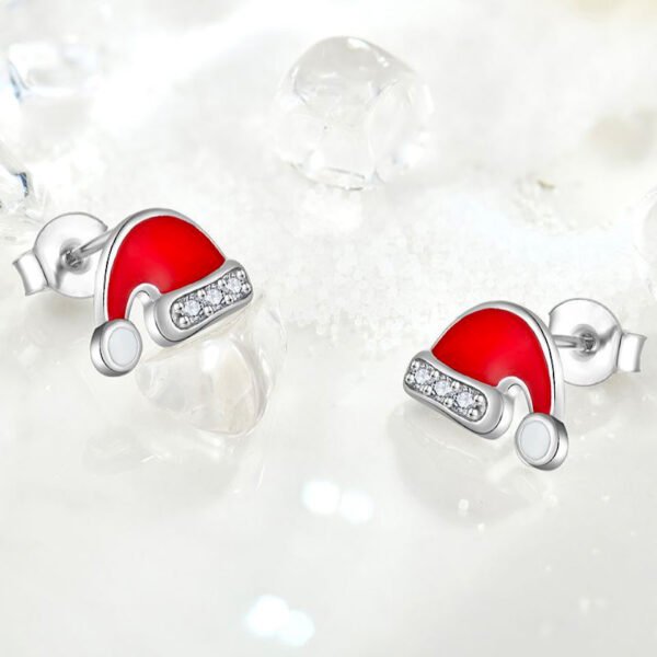 santa hat diamond earrings – Image 4