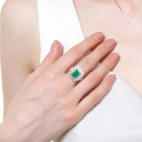 diamond emerald green high carbon diamond ring – Image 2