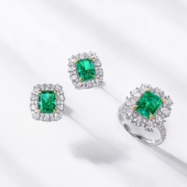 diamond emerald green high carbon diamond ring – Image 4