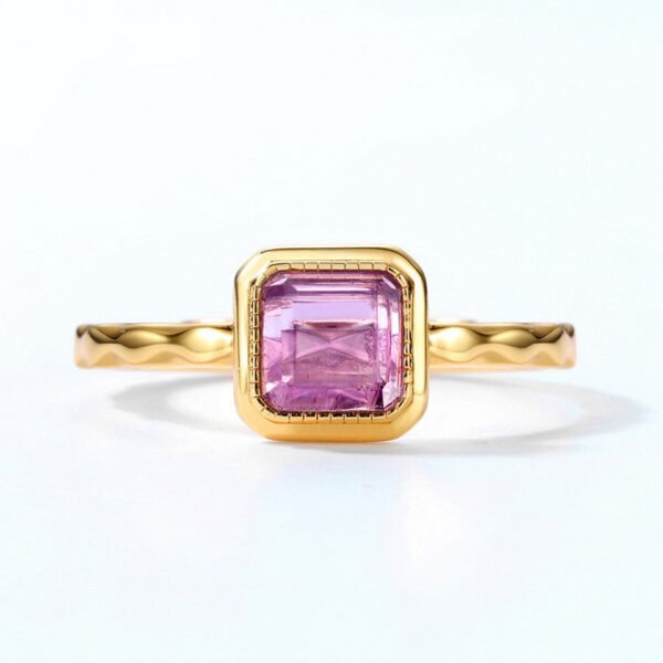 princess cut natural amethyst ring – Image 4