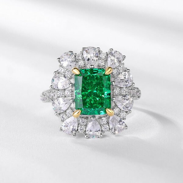 diamond emerald green high carbon diamond ring – Image 3