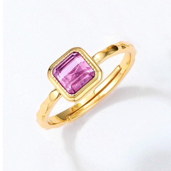 princess cut natural amethyst ring – Image 3