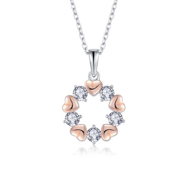 heart circle rose gold pendant necklace