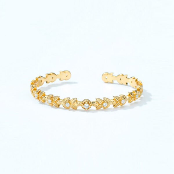 open leaf gold bracelet – Image 2