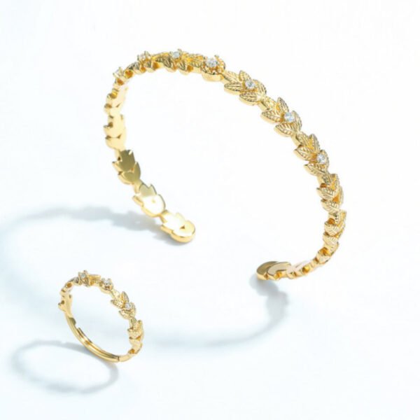 open leaf gold bracelet – Image 4