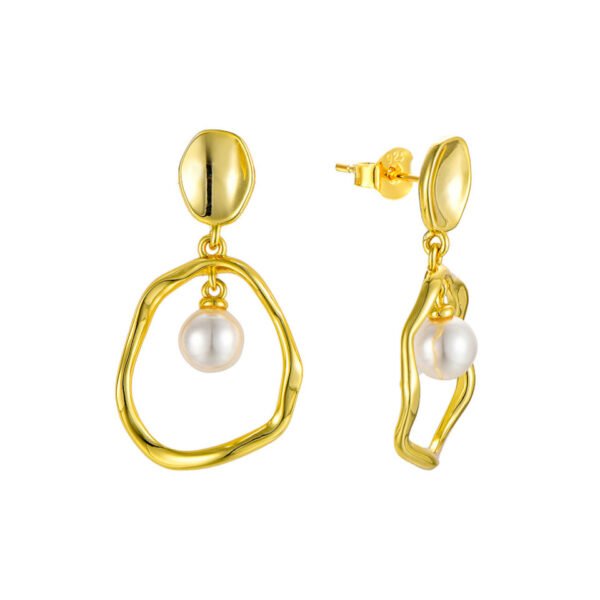 irregular circle baroque pearl earrings