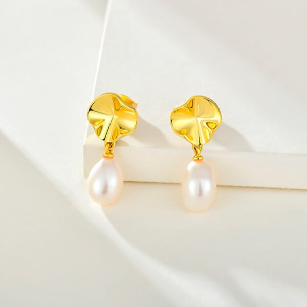 lotus leaf pearl earrings – Image 2