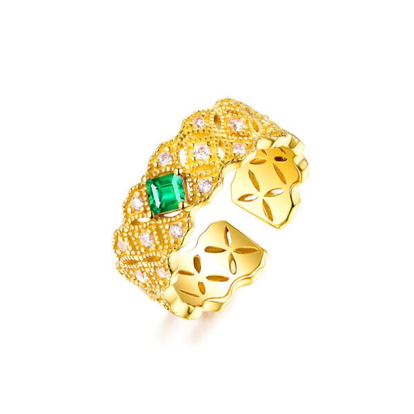 vintage square green zirconia gold ring