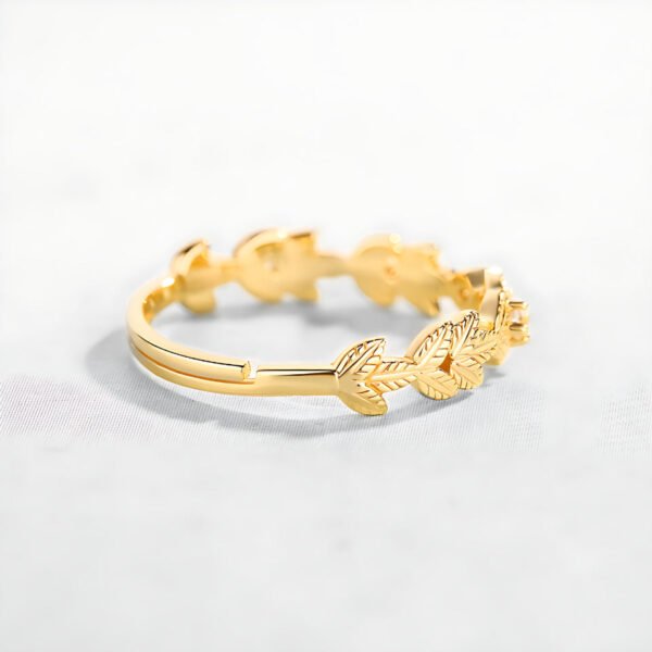 open leaf gold ring – Image 3