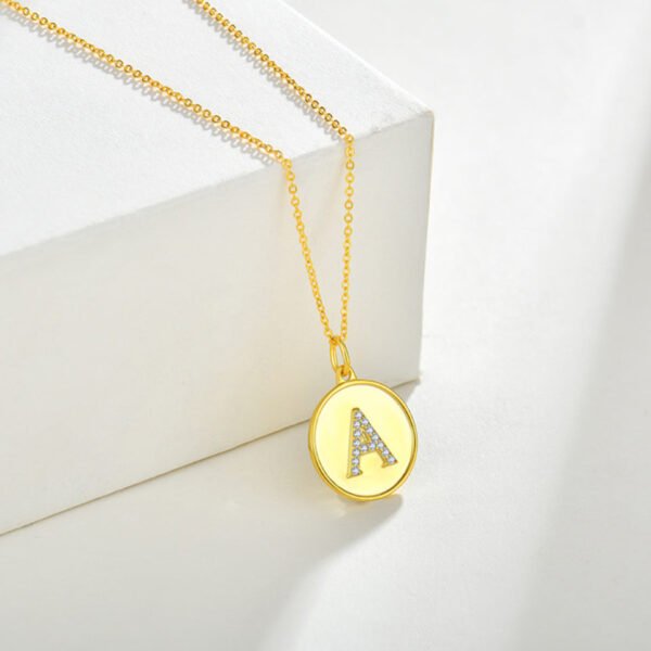 initial diamond disc necklace – Image 4