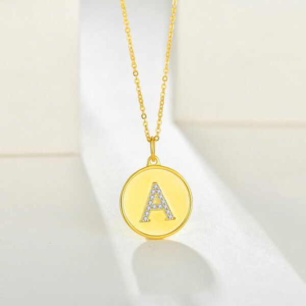 initial diamond disc necklace – Image 3