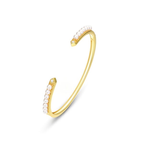 pearl and diamond open bracelet