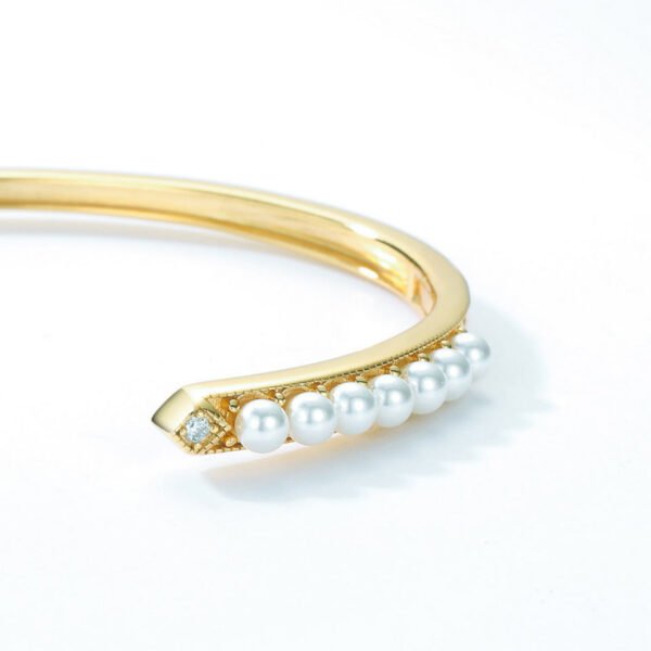 pearl and diamond open bracelet – Image 3