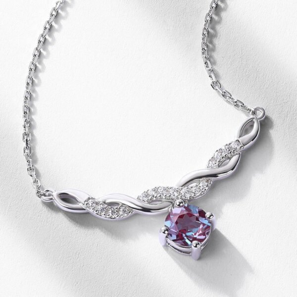 simple sterling silver alexandrite necklace – Image 2