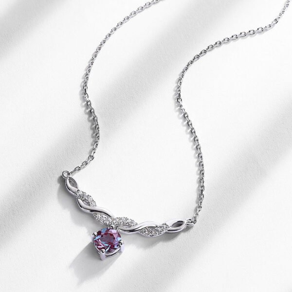simple sterling silver alexandrite necklace – Image 3