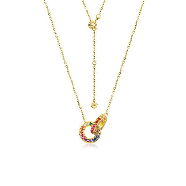 round double ring rainbow necklace