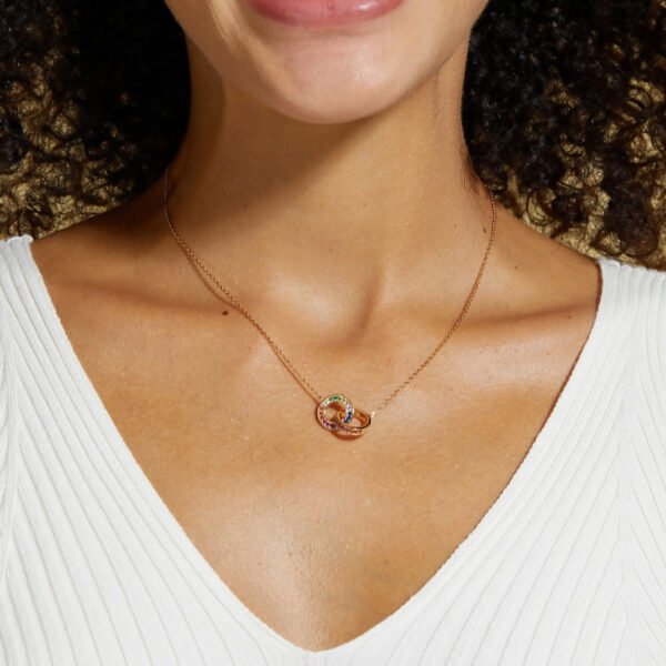round double ring rainbow necklace – Image 2