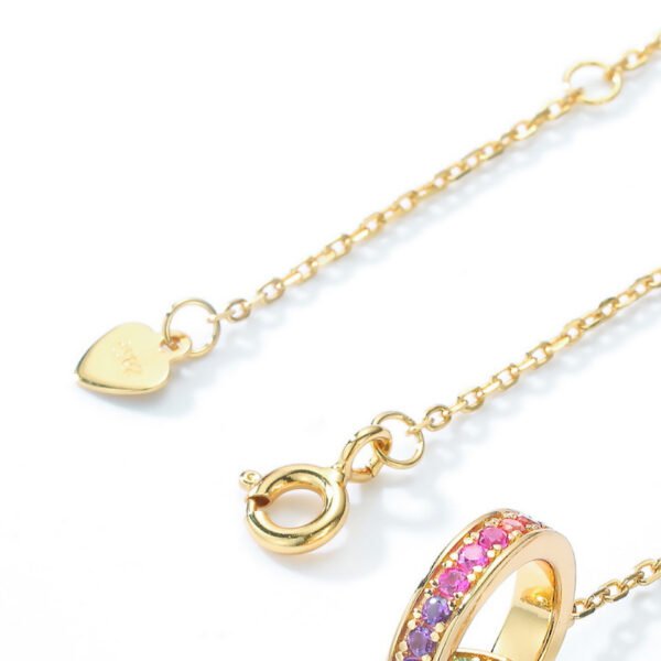 round double ring rainbow necklace – Image 4