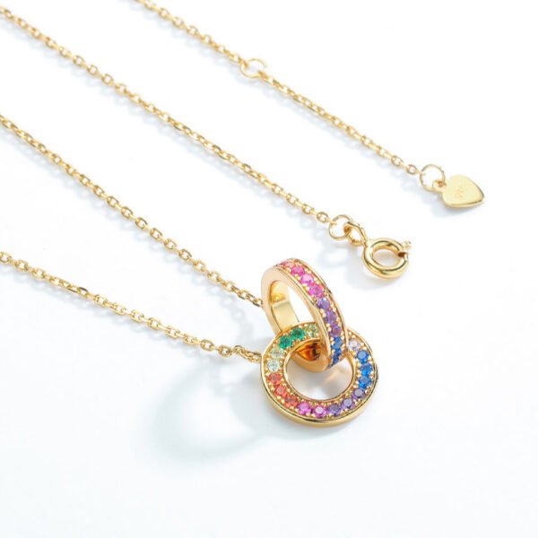 round double ring rainbow necklace – Image 3