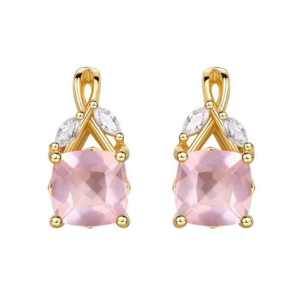 rose quartz gold earring
