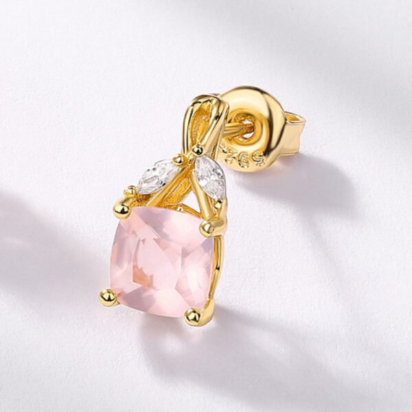 rose quartz gold earring – Image 4